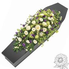 Purple &amp; White Coffin Spray